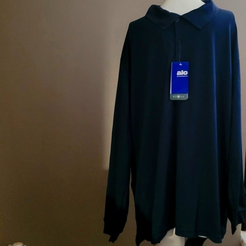 Repreve aio NWT M long sleeve polo dark blue
